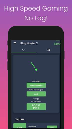 Run android online APK Ping Master X: Set Best DNS For Gaming [Free] from MyAndroid or emulate Ping Master X: Set Best DNS For Gaming [Free] using MyAndroid
